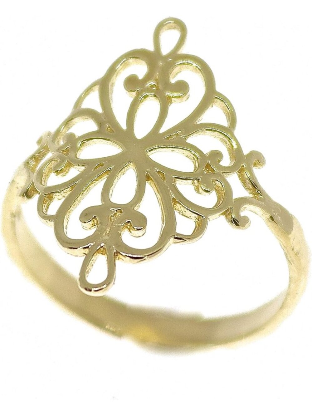 Elegant Gold Filigree Victorian Ring | 14K Plated Lace Design | Size 6